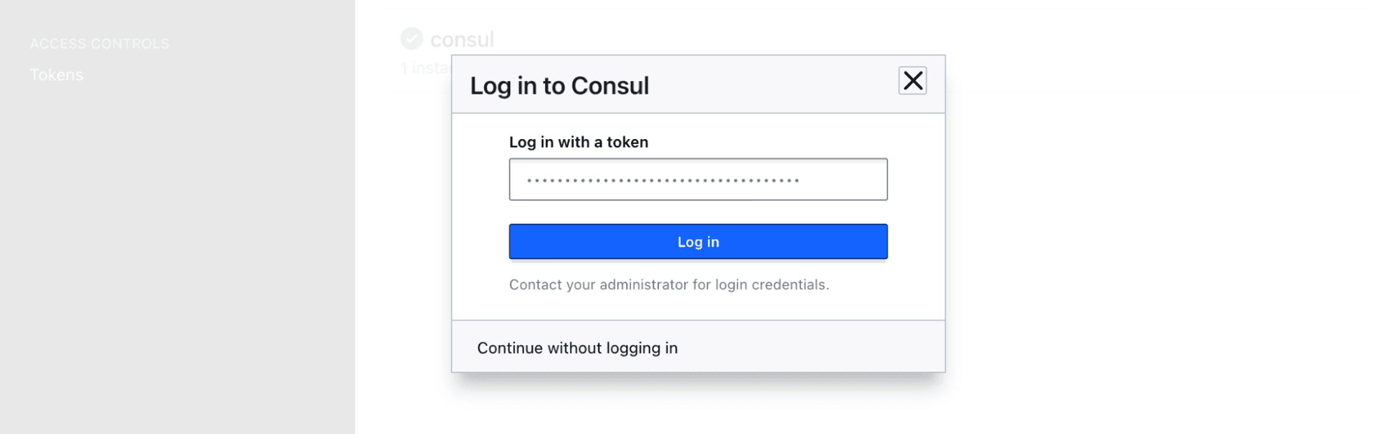 Consul UI Login Page